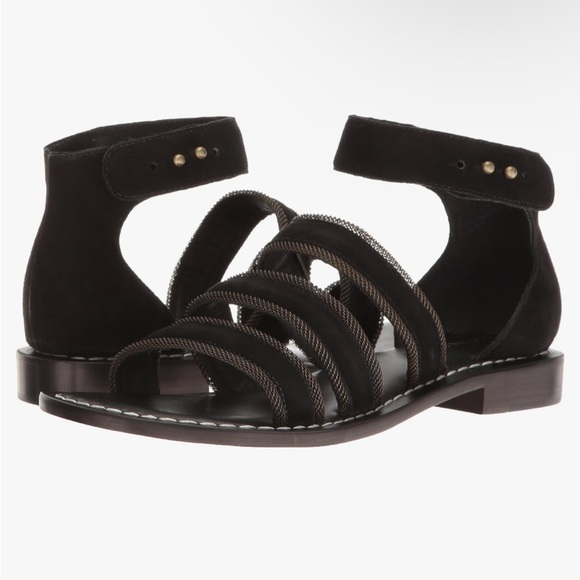 BERNARDO Theo Black Suede and Leather  Strappy Flat Sandal 7 - Picture 2 of 14